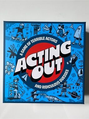 Acting Out Party Game - Blue Box with Yellow Accents